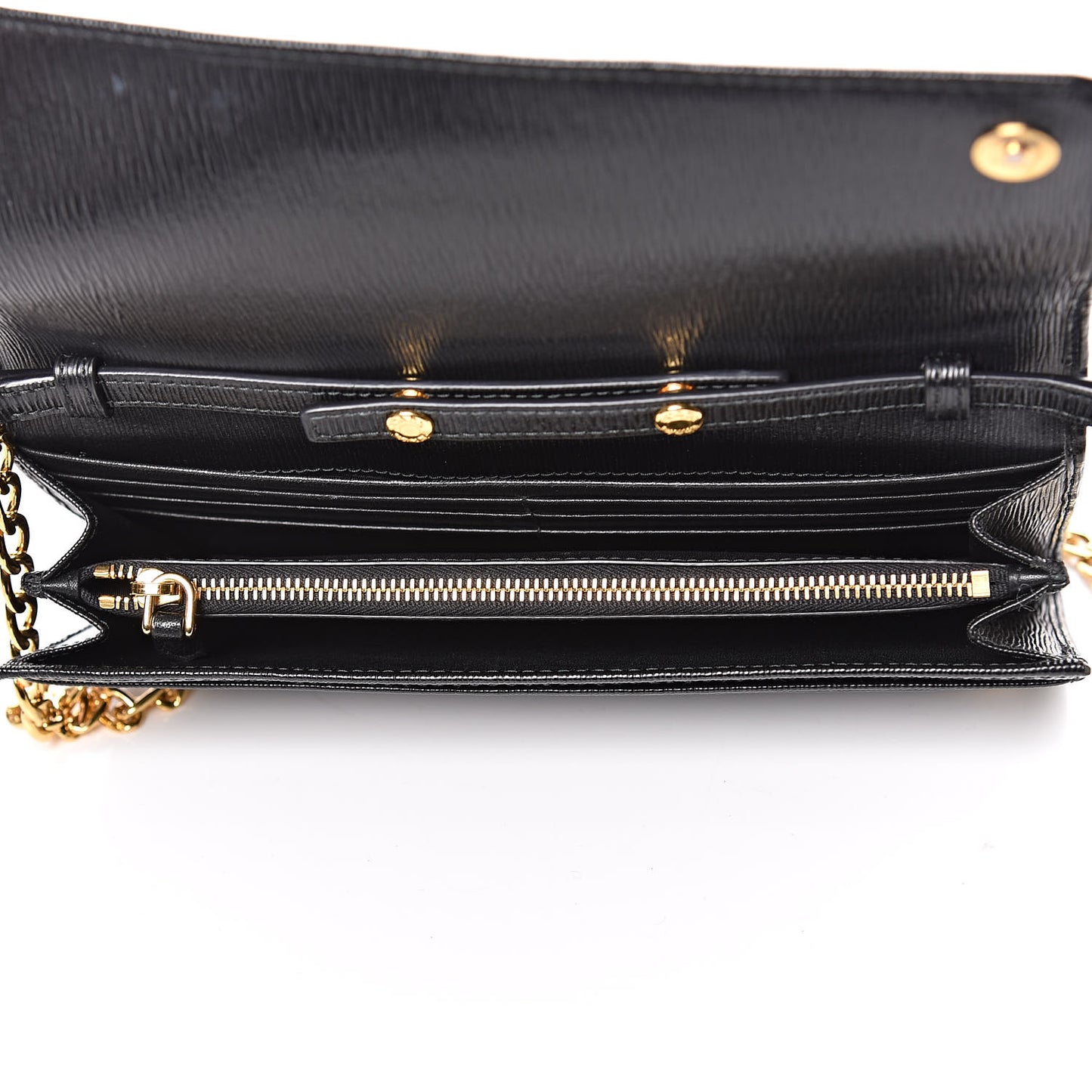 Vitello Move Metal Oro Chain Wallet Black
