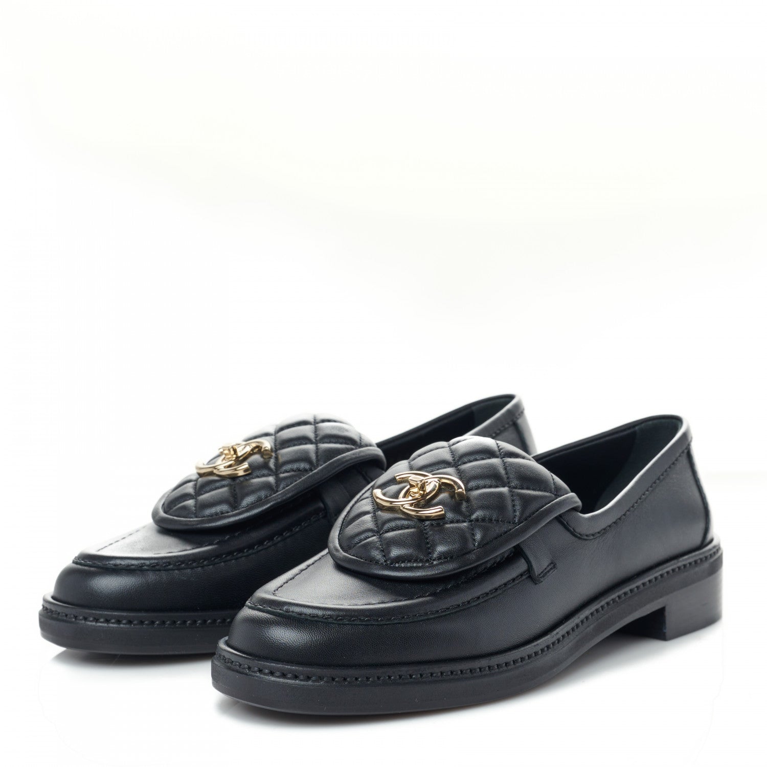Chanel Lambskin Quilted CC Turnlock Loafers 38.5 Black 3 of 7