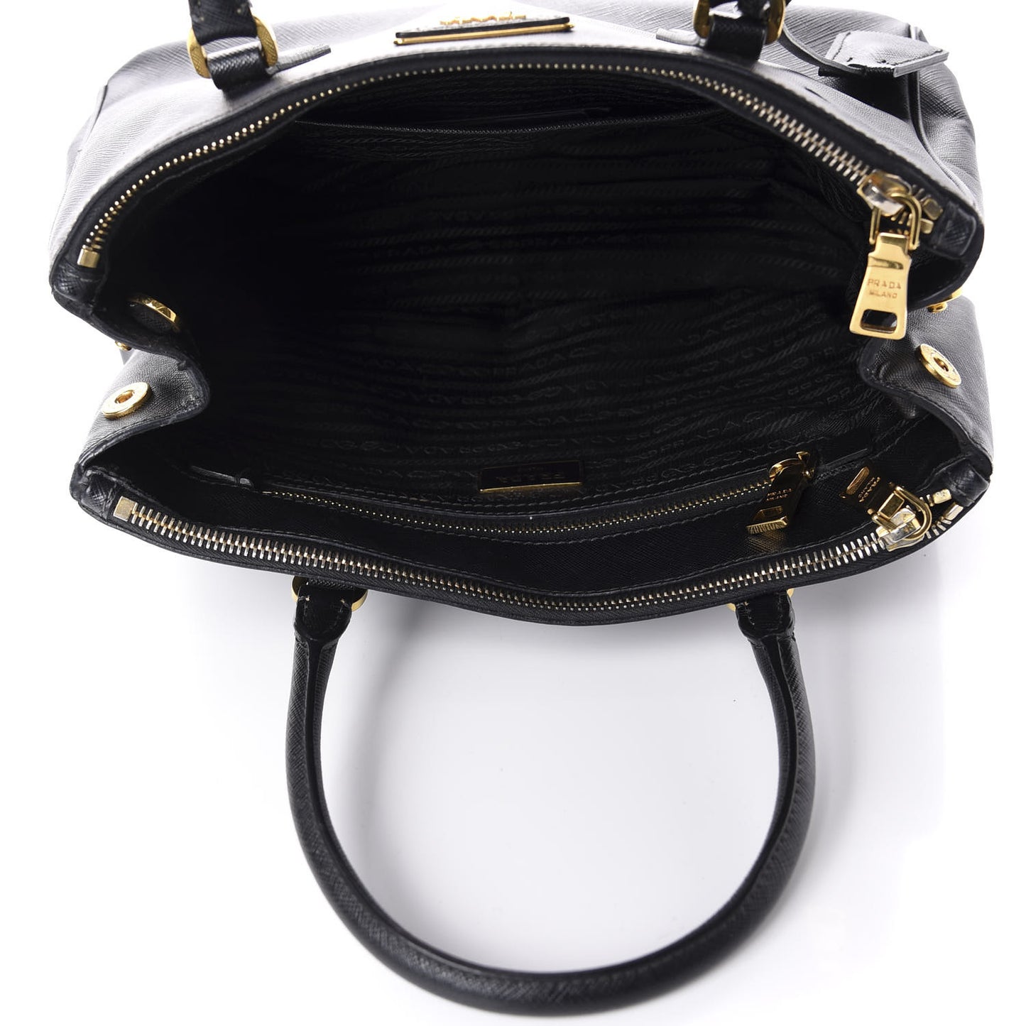 Saffiano Small Galleria Double Zip Tote Black