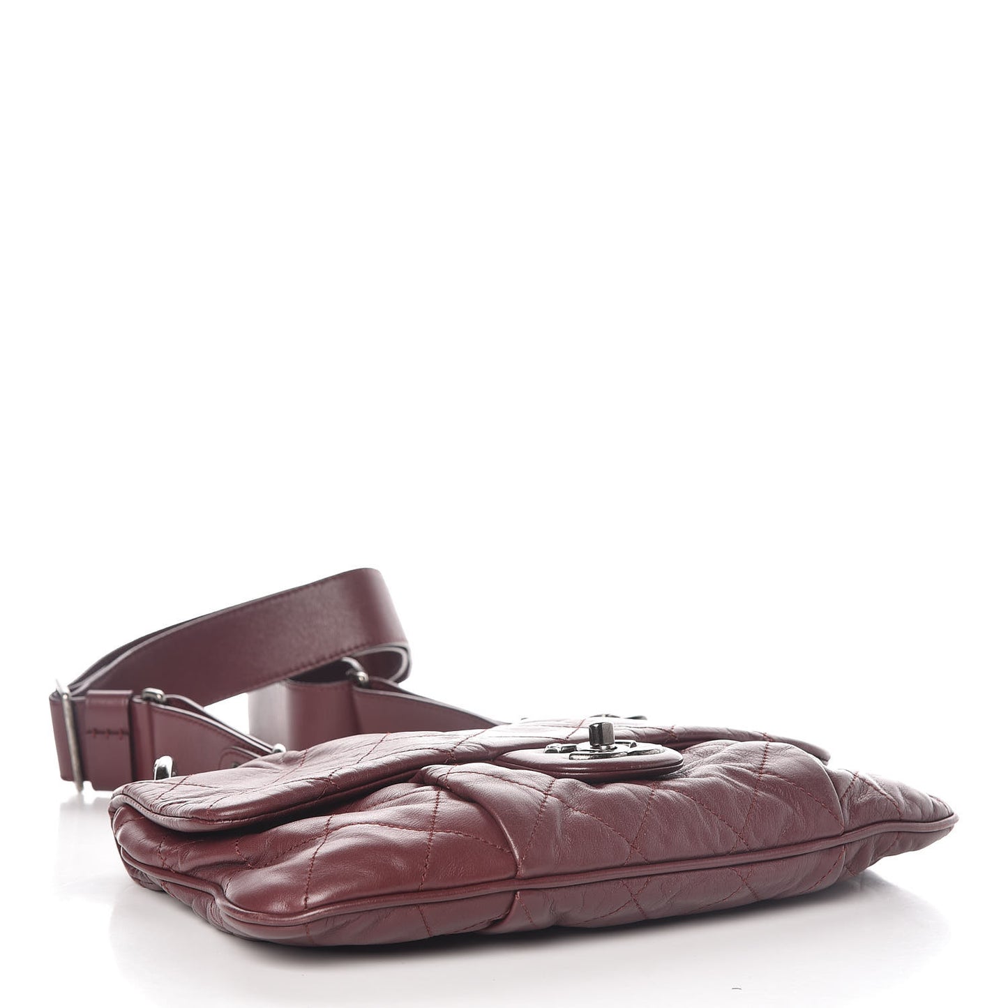Calfskin Coco Pleats Large Messenger Flap Burgundy