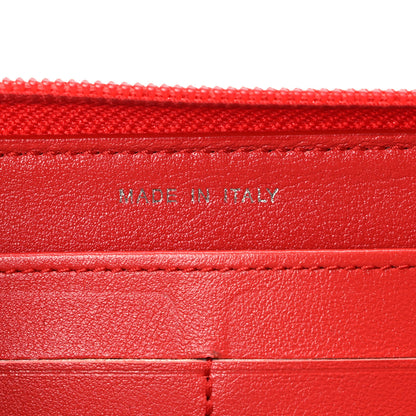 Chanel Calfskin Diamond Stitch Zip Around Wallet Red 7 of 9