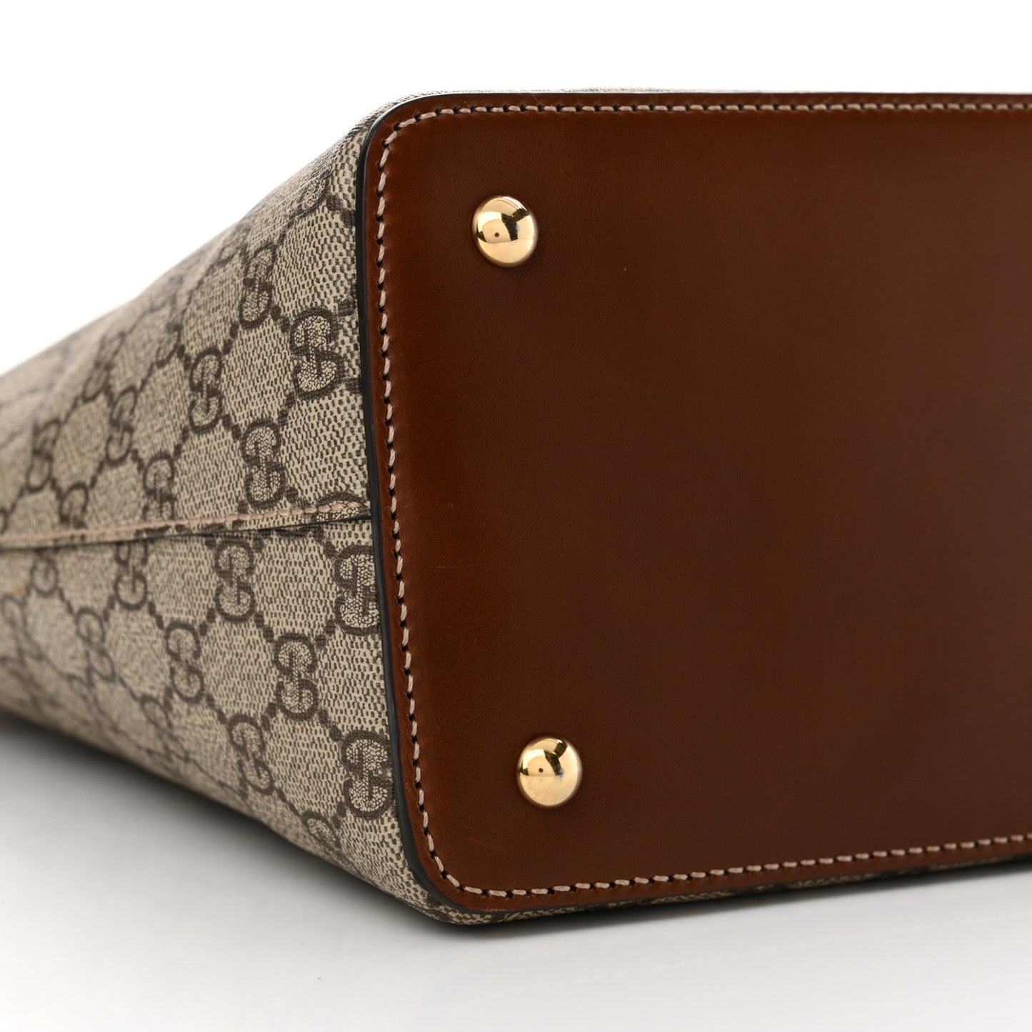 GG Supreme Monogram Linea A Foldover Tote Brown