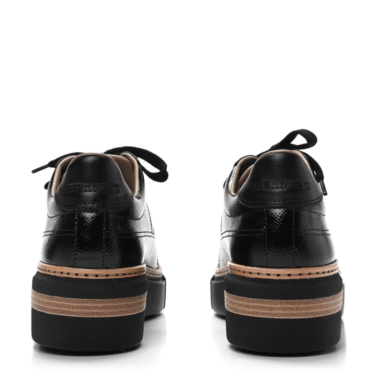 Hermes Patent Epsom Womens Polo Sneakers 37 Black 6 of 9
