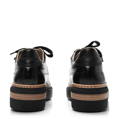 Hermes Patent Epsom Womens Polo Sneakers 37 Black 6 of 9