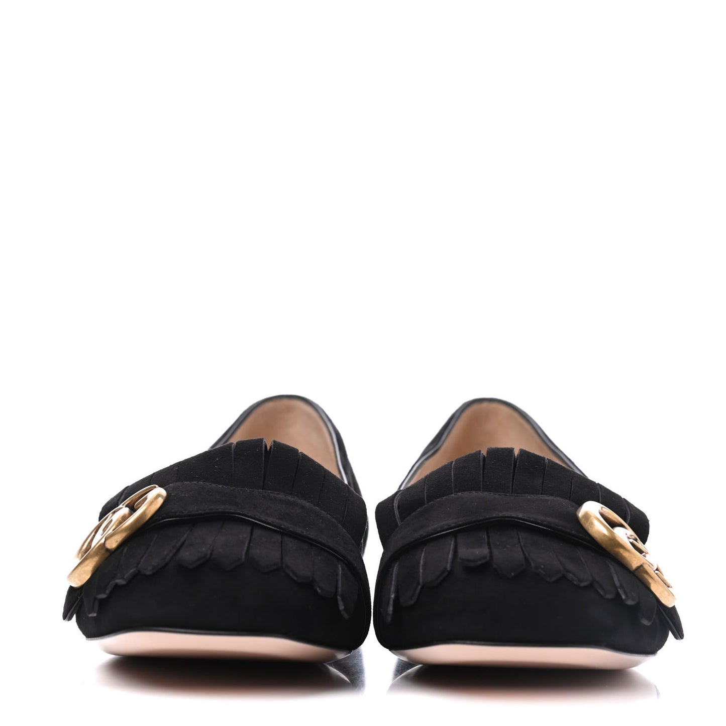 Kid Scamosciato GG Marmont Fringe Flats 38.5 Black