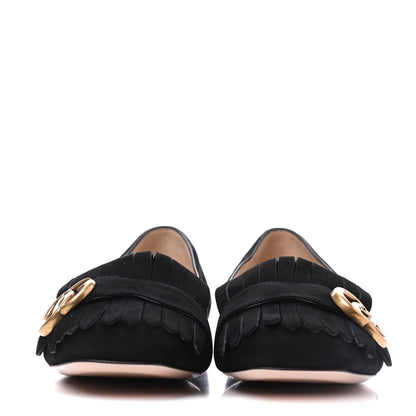 Gucci Kid Scamosciato GG Marmont Fringe Flats 38.5 Black 2 of 8
