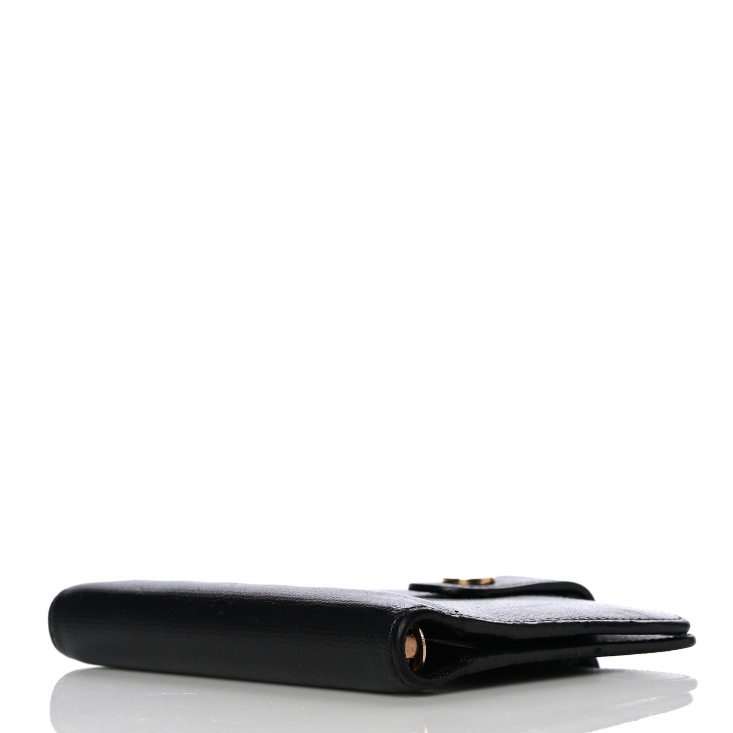 Grained Calfskin CC Button Pocket Agenda Cover Black