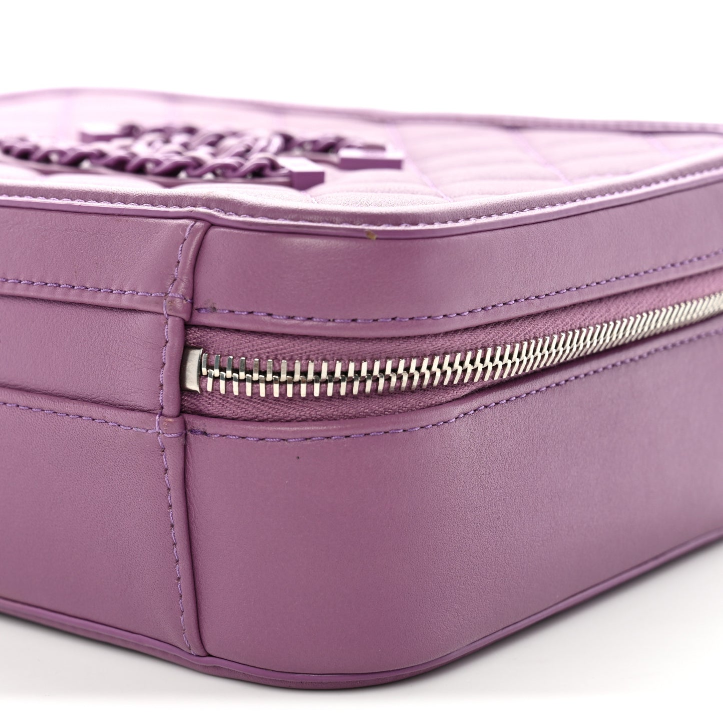 Lambskin Quilted Medium CC Filigree Vanity Case Purple