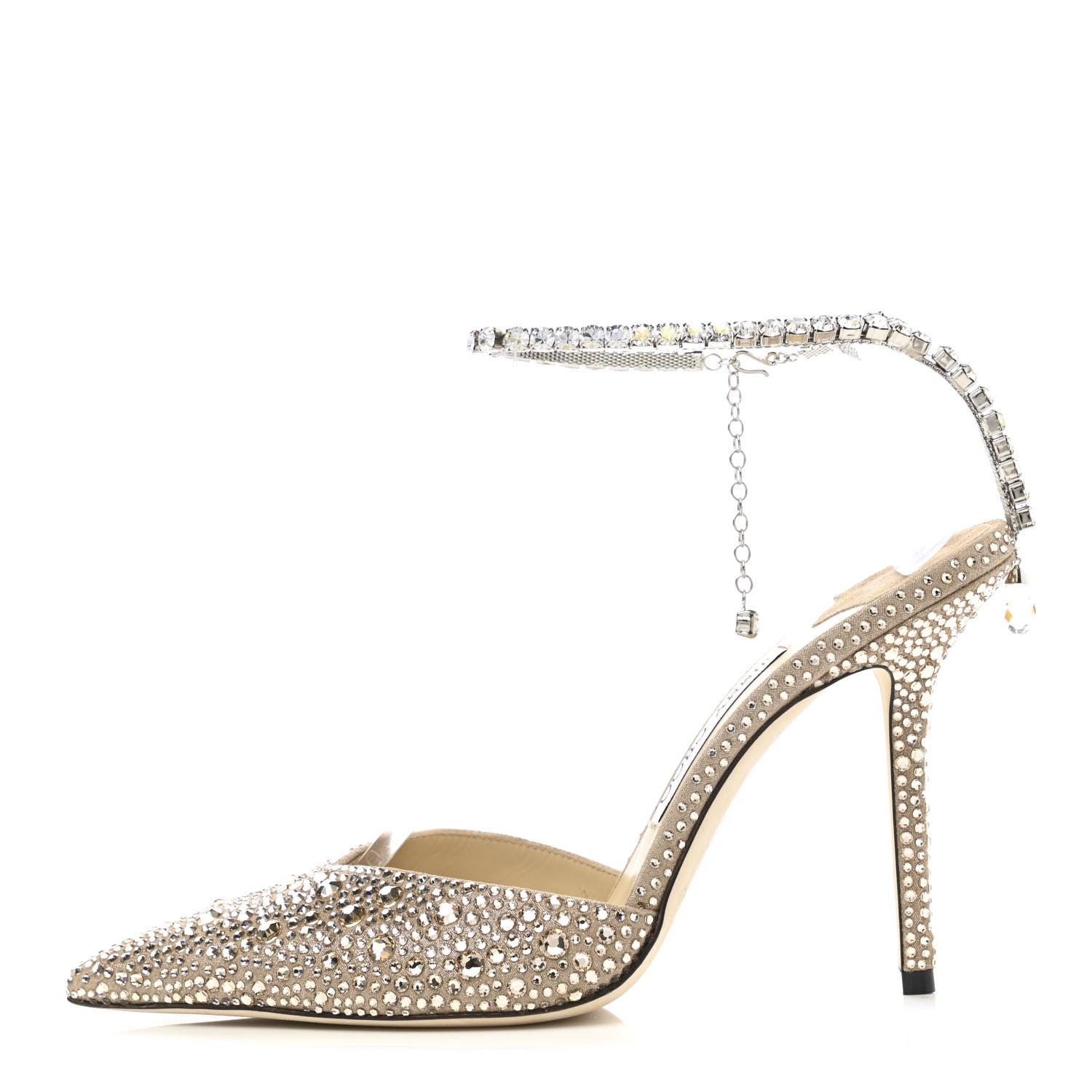 Jimmy Choo Satin Crystal Saeda 100 Pumps 40 Honey Gold 1 of 8