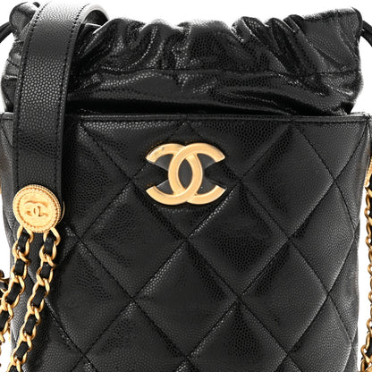 Chanel Caviar Quilted Twist Your Buttons Bucket Bag Black 8 of 11