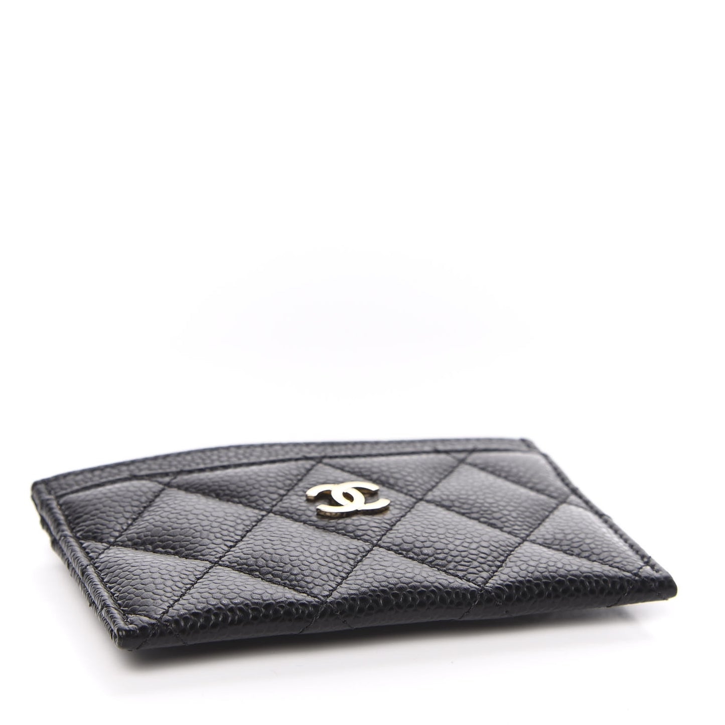 Caviar Quilted Card Holder Black