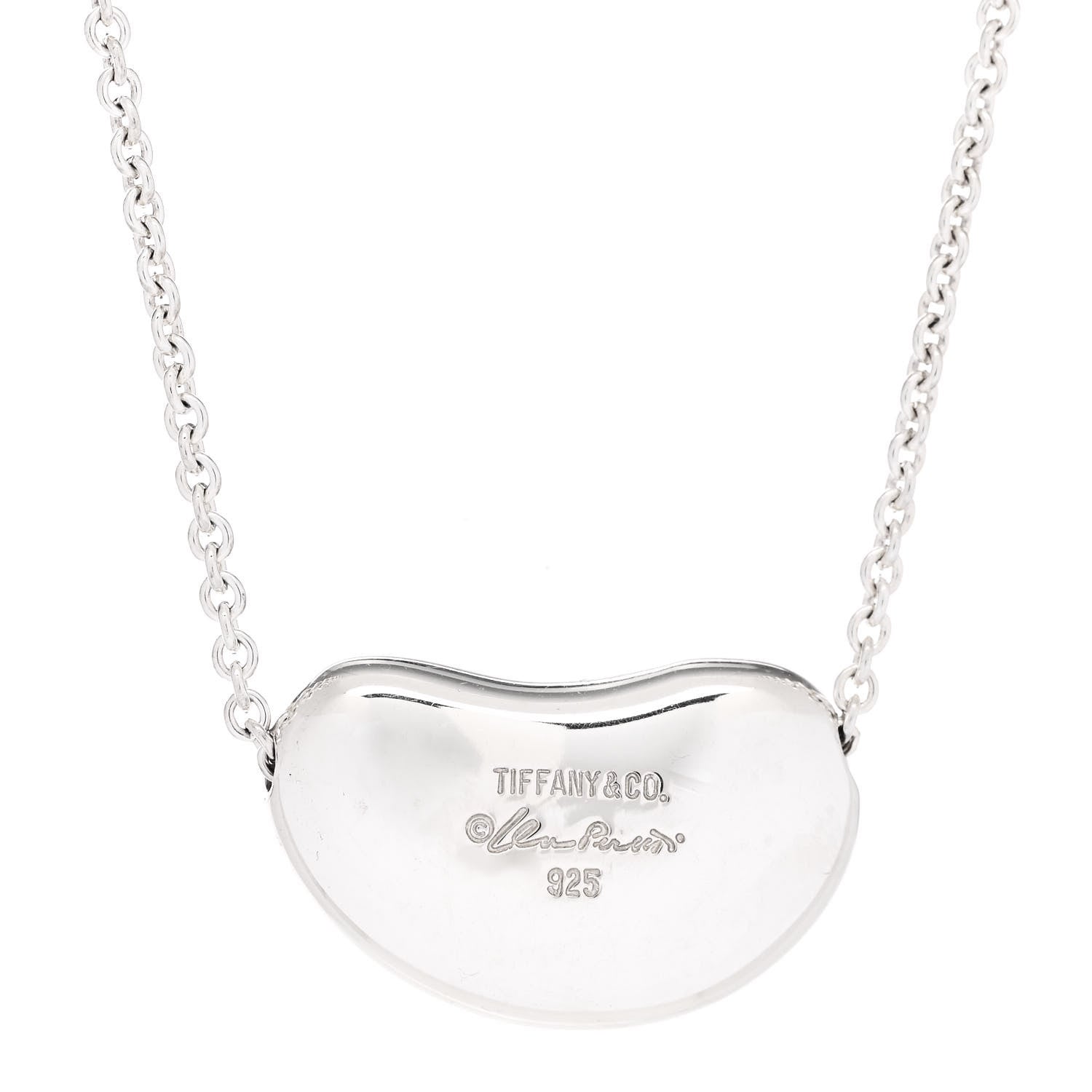 Tiffany Sterling Silver 20mm Elsa Peretti Bean Pendant Necklace 4 of 6