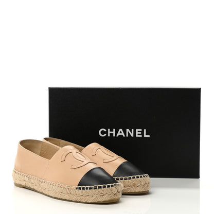 Chanel Lambskin CC Espadrilles 36 Beige Black 11 of 11