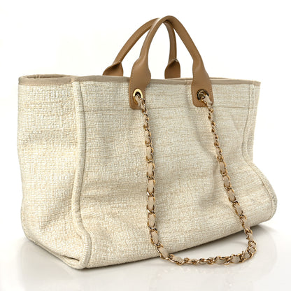 Chanel Mixed Fibers Calfskin Medium Deauville Tote Light Beige 3 of 13