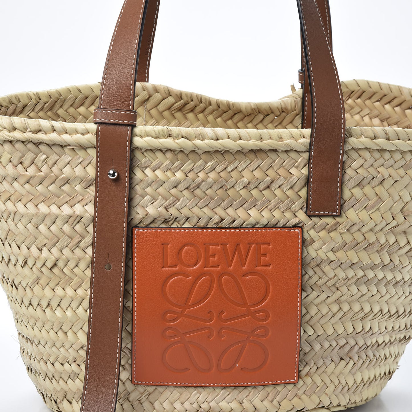 Raffia Basket Tote Bag Natural Tan Orange