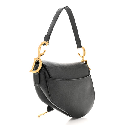 Christian Dior Grained Calfskin Saddle Bag Black 3 of 10
