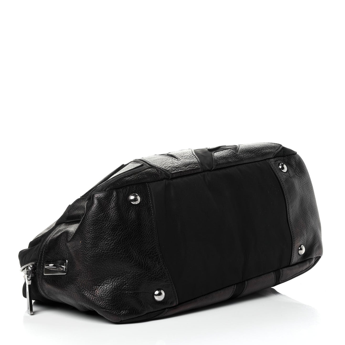 Tessuto Nylon Vitello Satchel Black