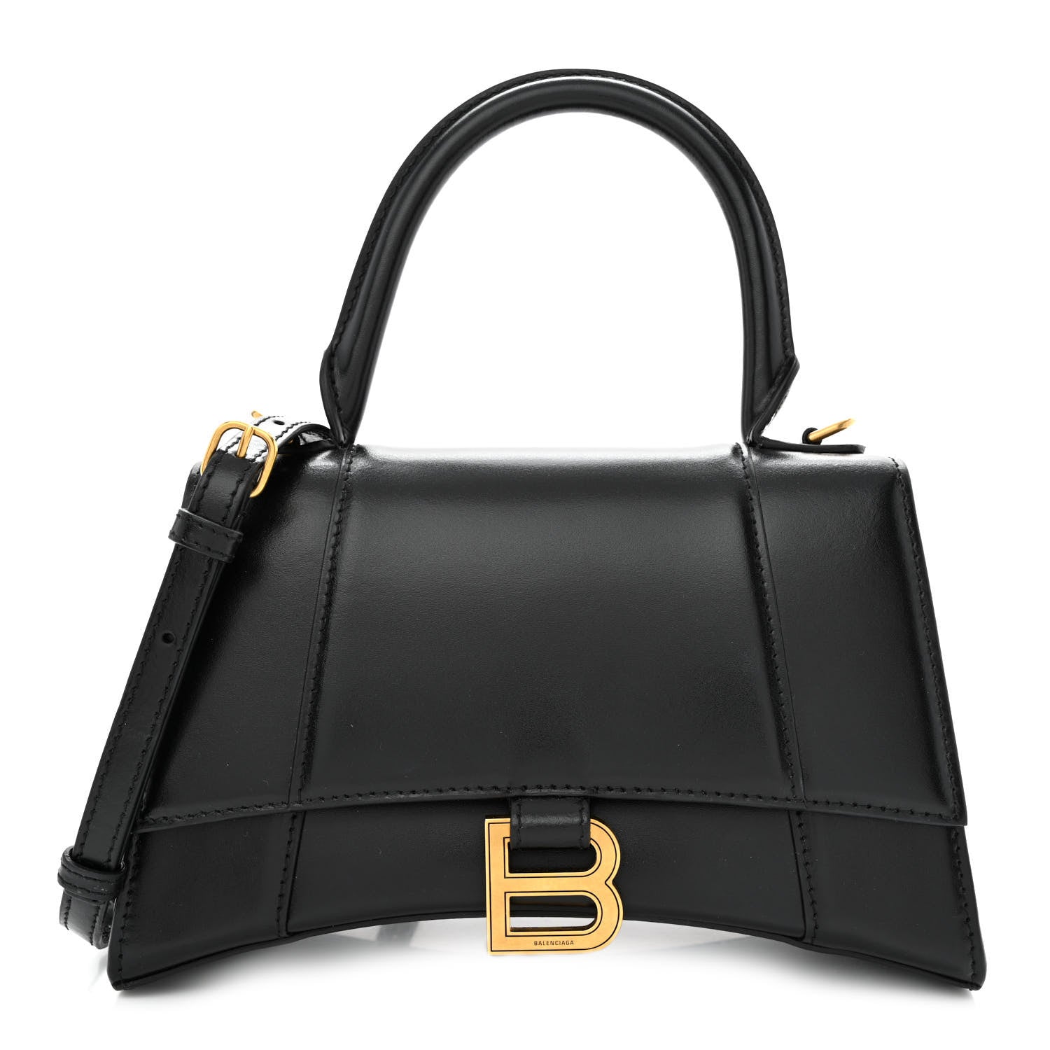 Balenciaga Shiny Box Calfskin Small Hourglass Top Handle Bag Black 1 of 13