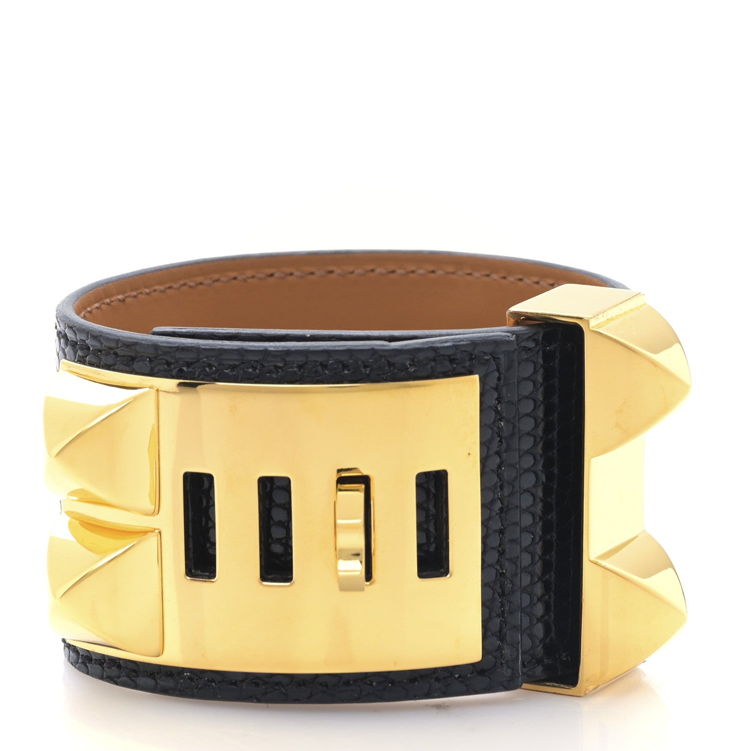 Hermes Lizard Collier De Chien CDC Bracelet T2 Black 3 of 5