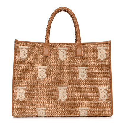 Burberry Raffia Calfskin Large Freya Tote Natural 1 of 11