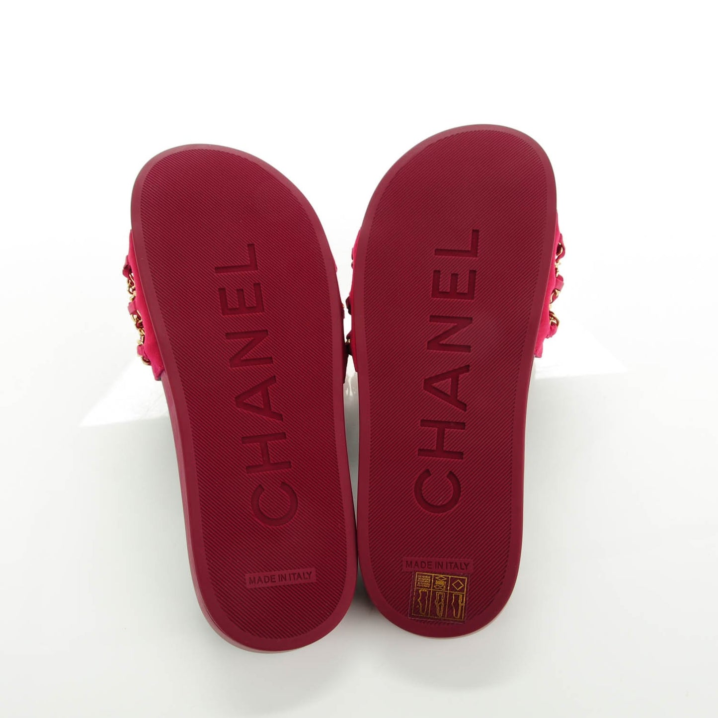 Satin Chain Flat Sandals 37 Dark Fuchsia