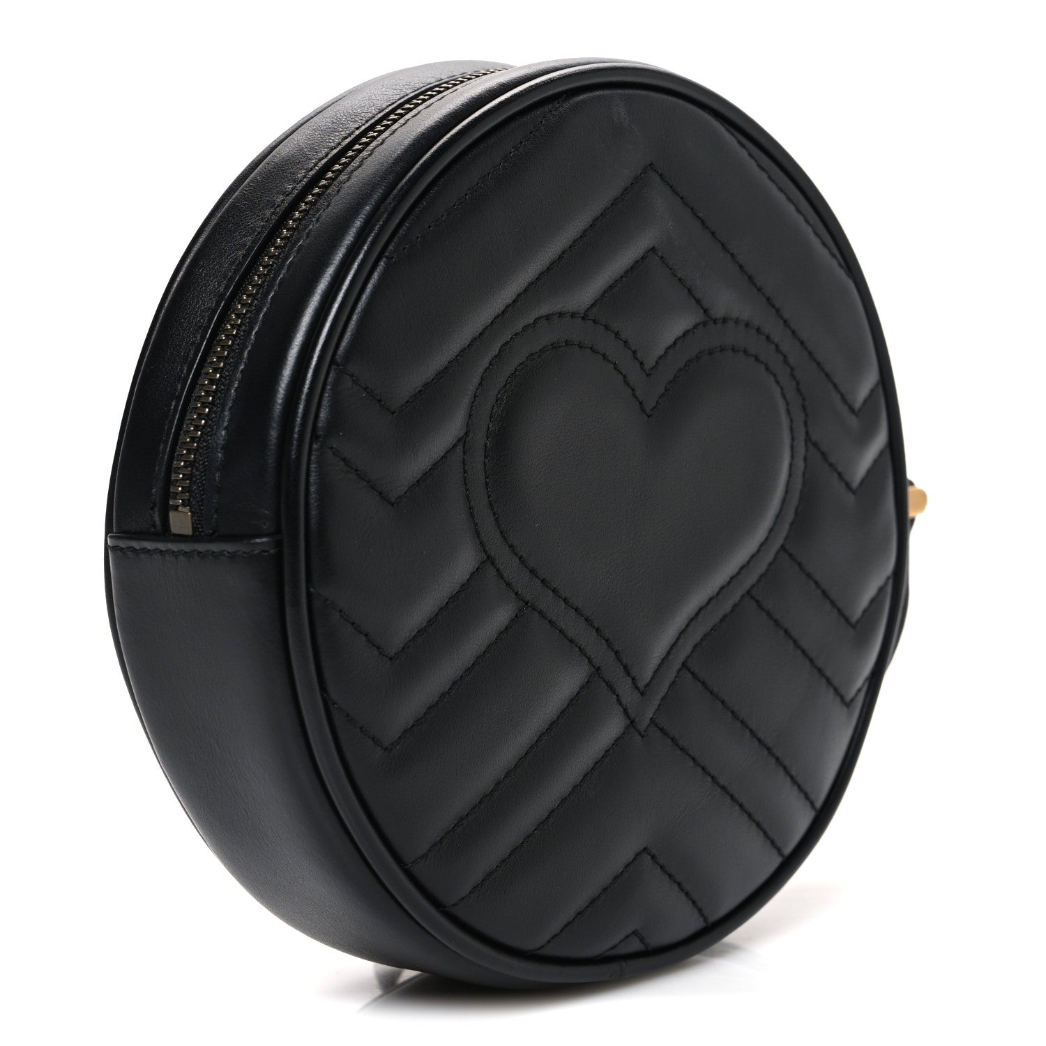 Gucci Calfskin Matelasse GG Marmont Round Wrist Wallet Black 3 of 7
