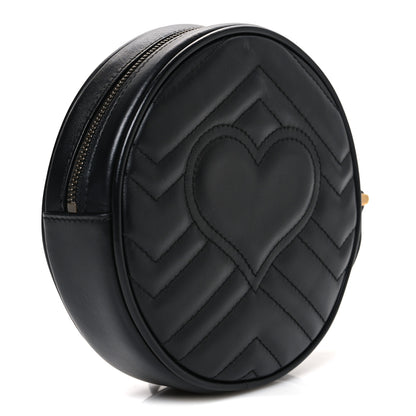 Gucci Calfskin Matelasse GG Marmont Round Wrist Wallet Black 3 of 7