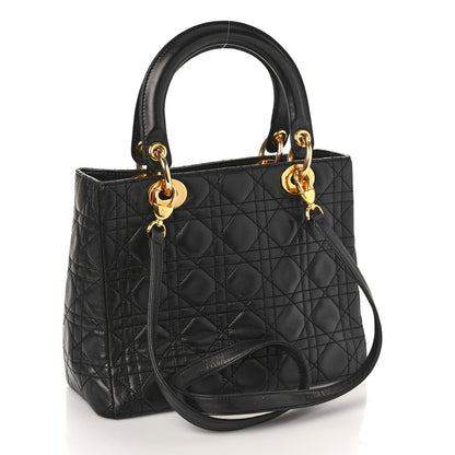 Christian Dior Lambskin Cannage Medium Lady Dior Black 3 of 11