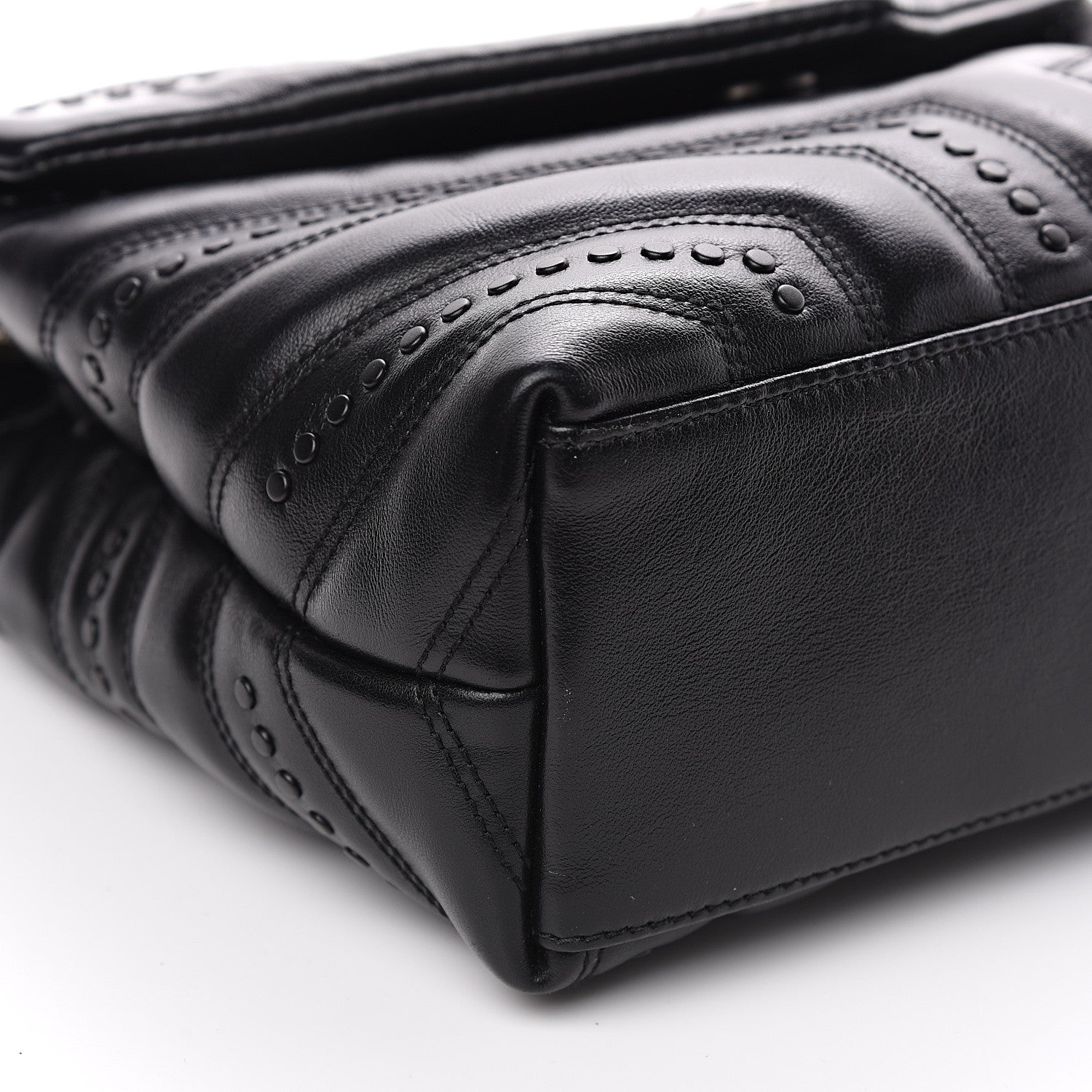 Saint Laurent Calfskin Y Quilted Studded Monogram Small Loulou Chain Satchel Black 7 of 11
