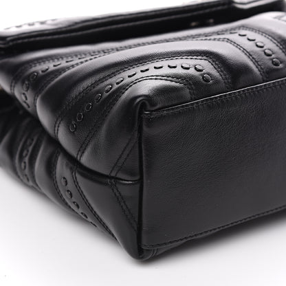 Saint Laurent Calfskin Y Quilted Studded Monogram Small Loulou Chain Satchel Black 7 of 11