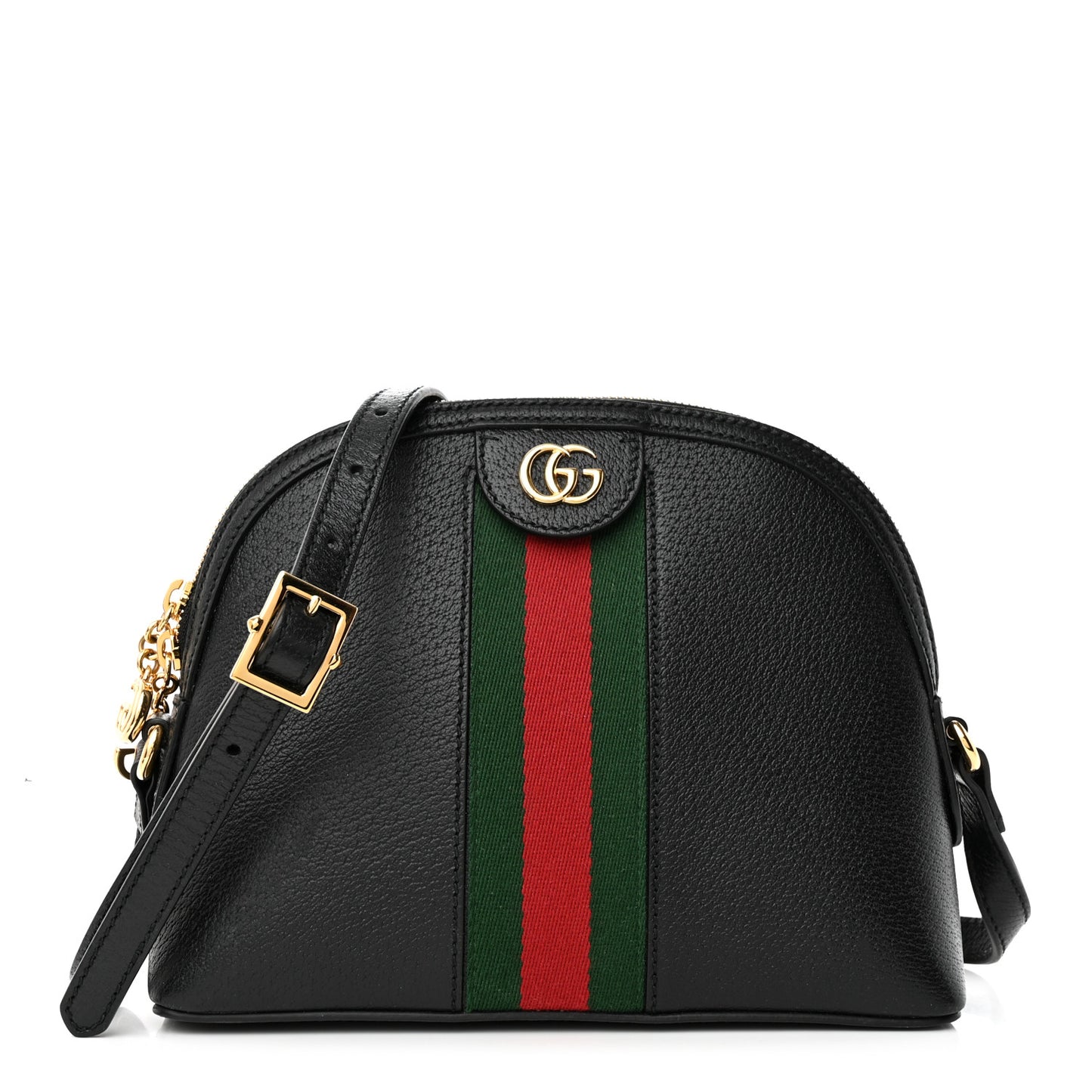 Calfskin GG Web Small Ophidia Dome Shoulder Bag Black