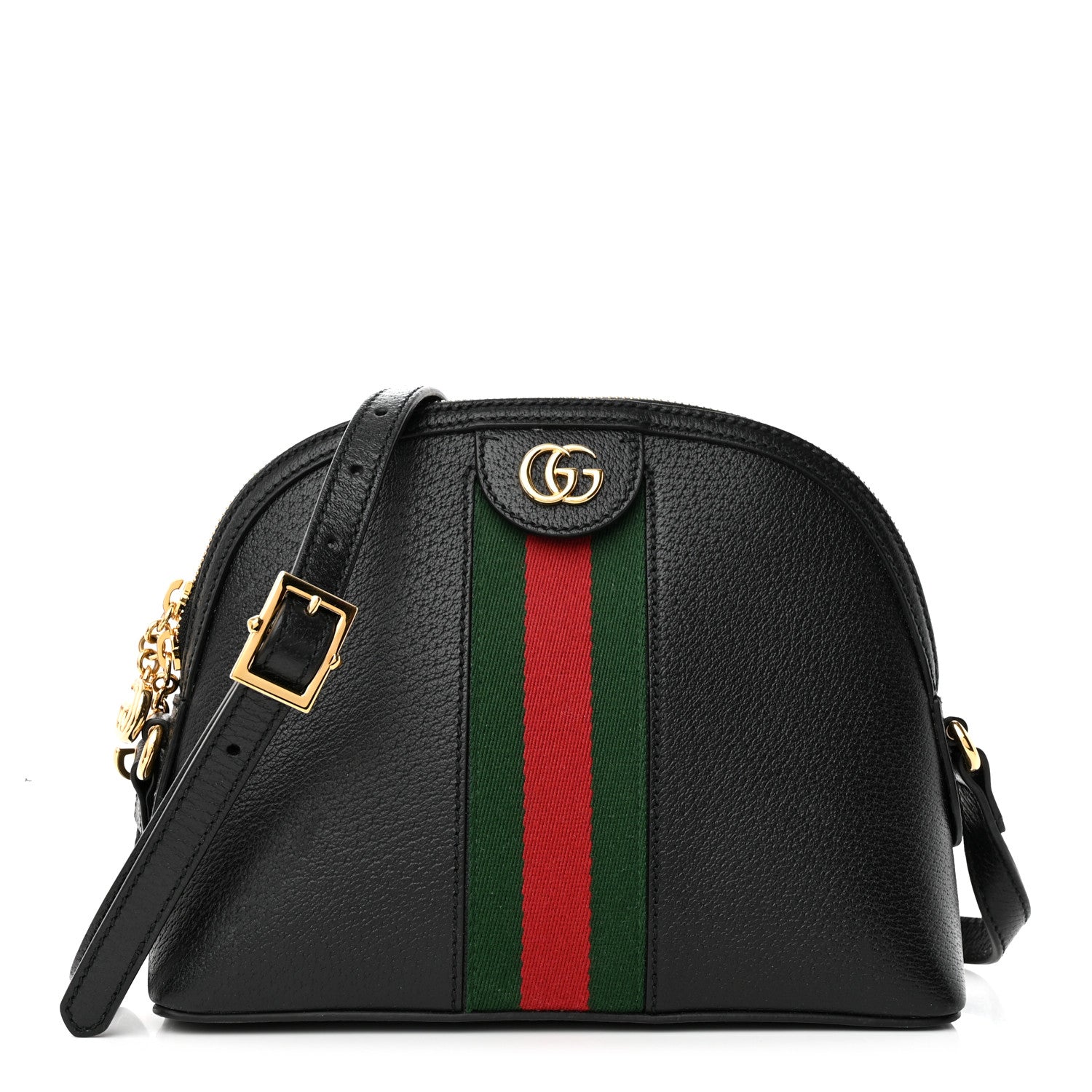 Gucci Calfskin GG Web Small Ophidia Dome Shoulder Bag Black 1 of 14