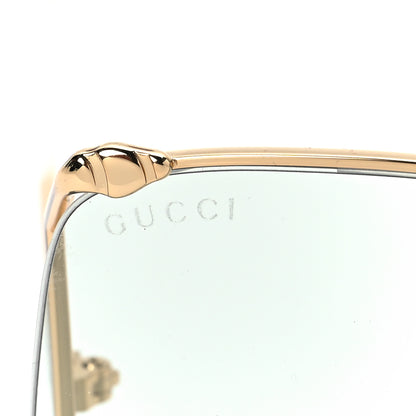 Gucci Metal Oversized Round Sunglasses GG0252S Gold Green 5 of 8