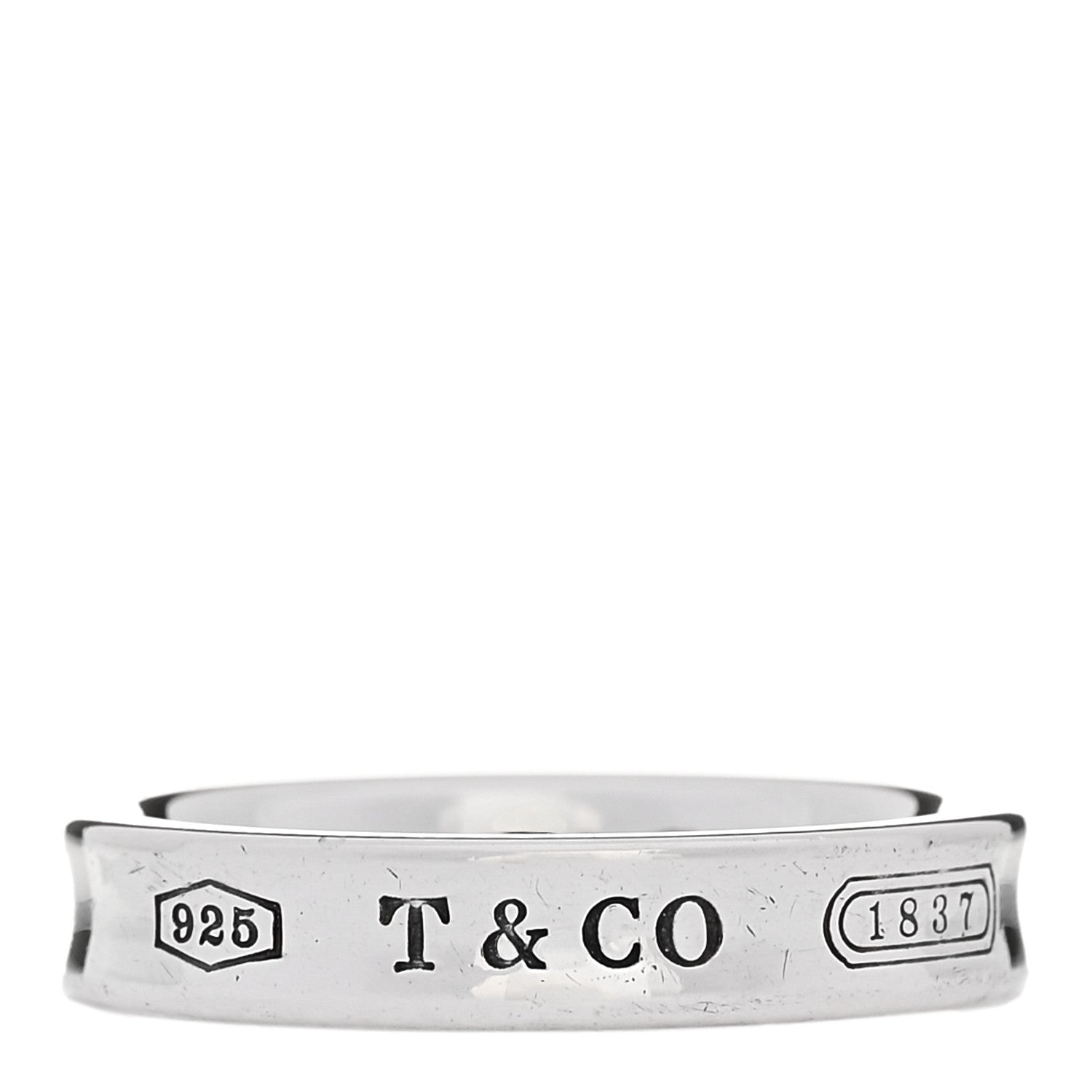 Tiffany Sterling Silver Narrow 1837 Band Ring 52 6 1 of 4