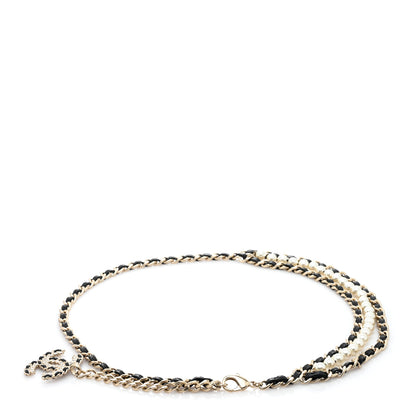 Chanel Lambskin Pearl Chain CC Fancy Belt Black Gold 2 of 3