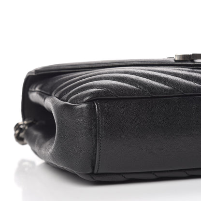 Saint Laurent Sheepskin Matelasse Chevron Monogram Medium College Bag Black 6 of 10