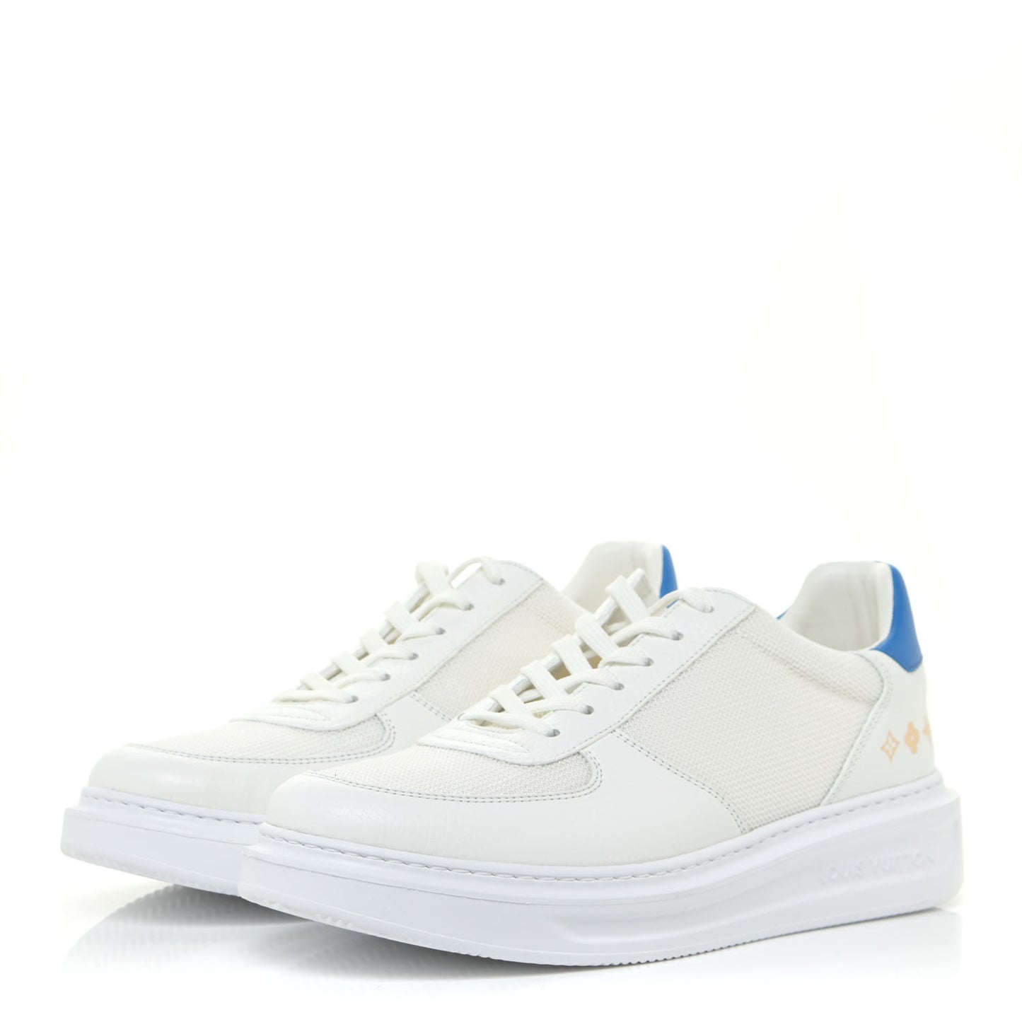 Calfskin Mongram Beverly Hills Sneakers 7.5 White Blue