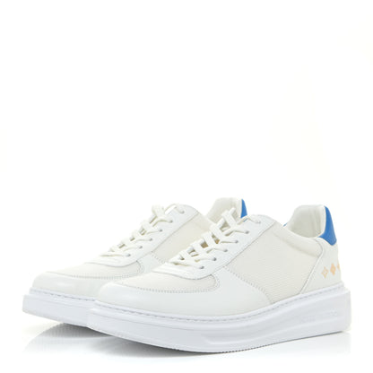 Louis Vuitton Calfskin Mongram Beverly Hills Sneakers 7.5 White Blue 3 of 12