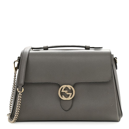 Gucci Dollar Calfskin Medium Interlocking G Top Handle Shoulder Bag Loess 1 of 9