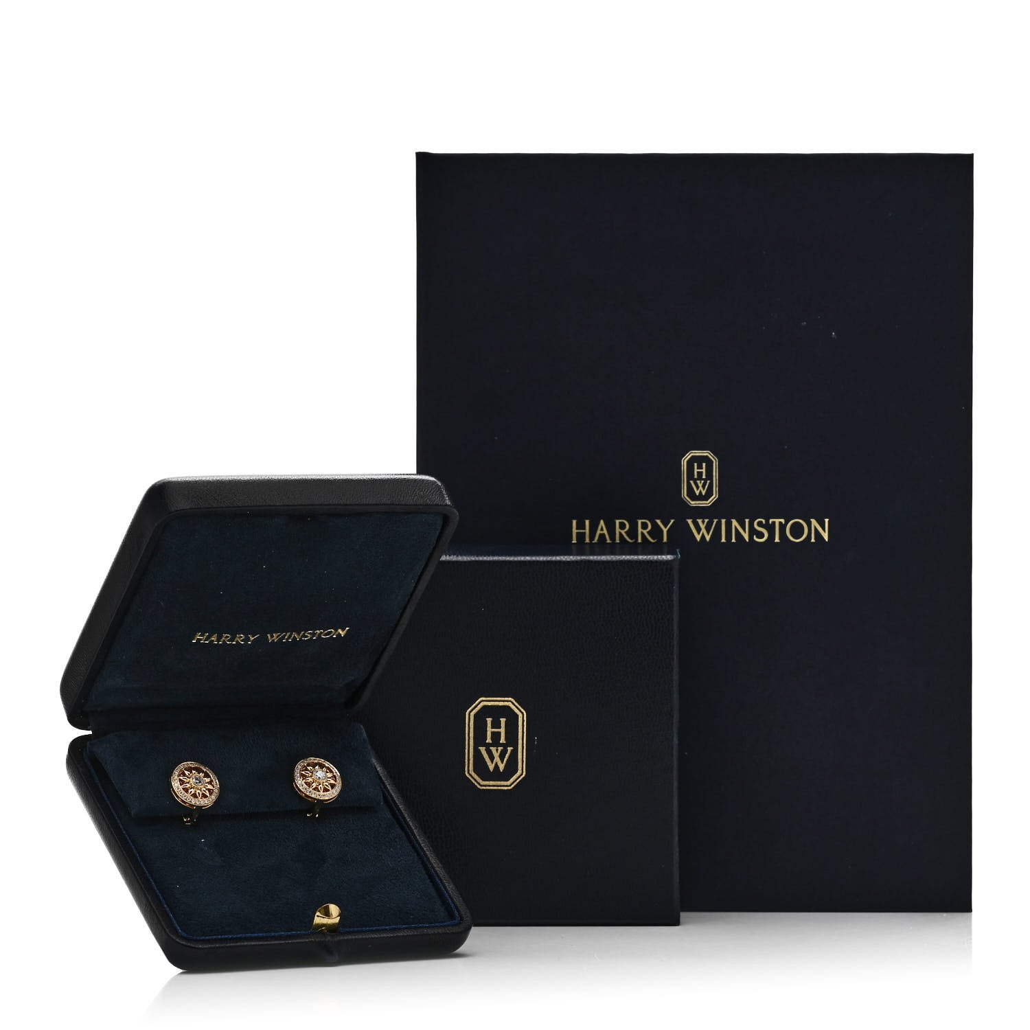Harry Winston 18K Yellow Gold Diamond Winston Gates Earrings 5 of 5