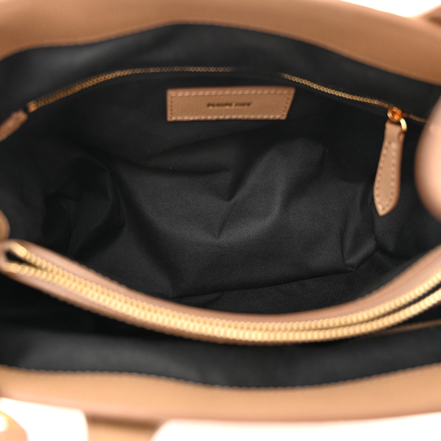 Burberry Derby Calfskin House Check Medium Banner Tote Camel 5 of 11