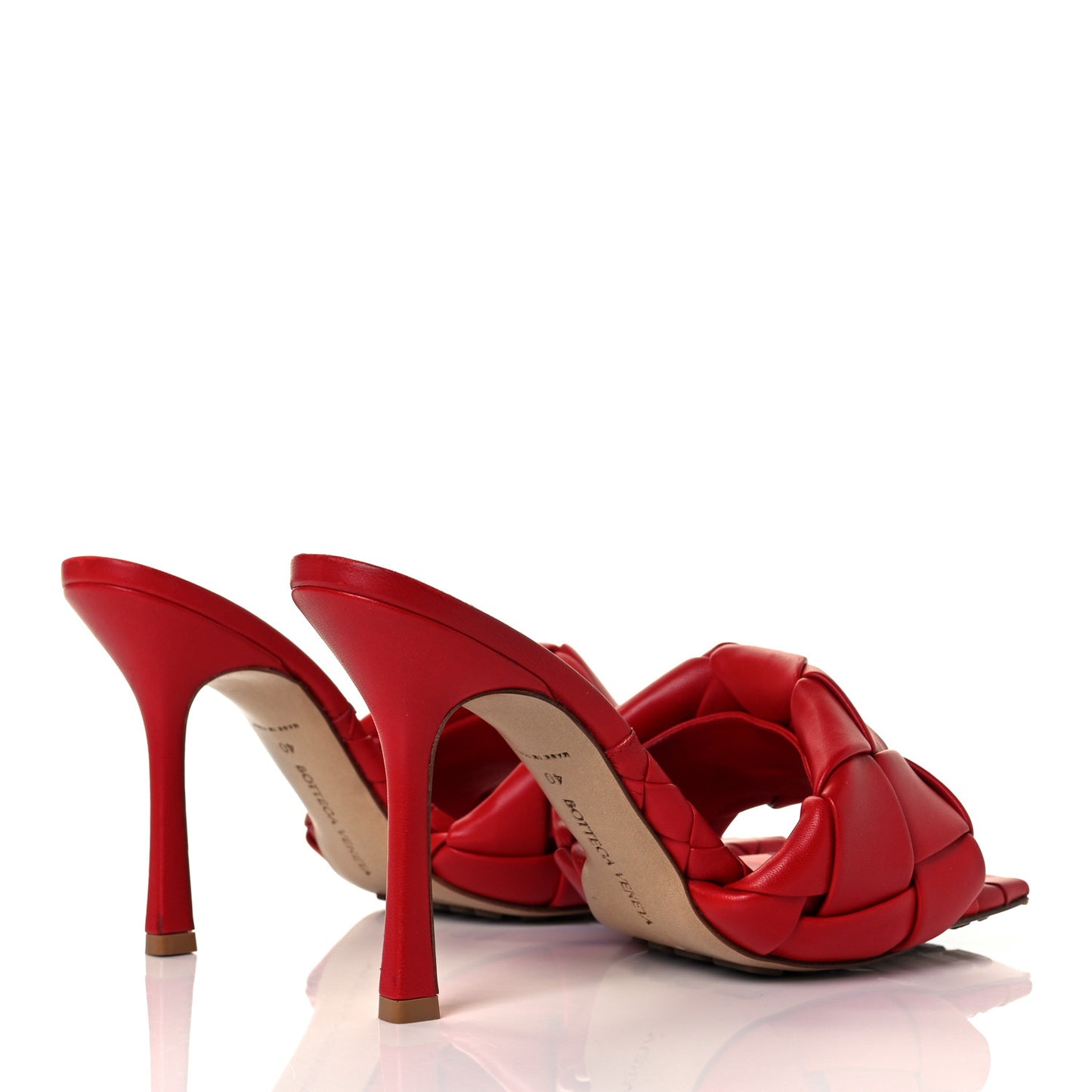 Nappa Maxi Intrecciato Lido 90mm Mule Sandals 40 Bright Red