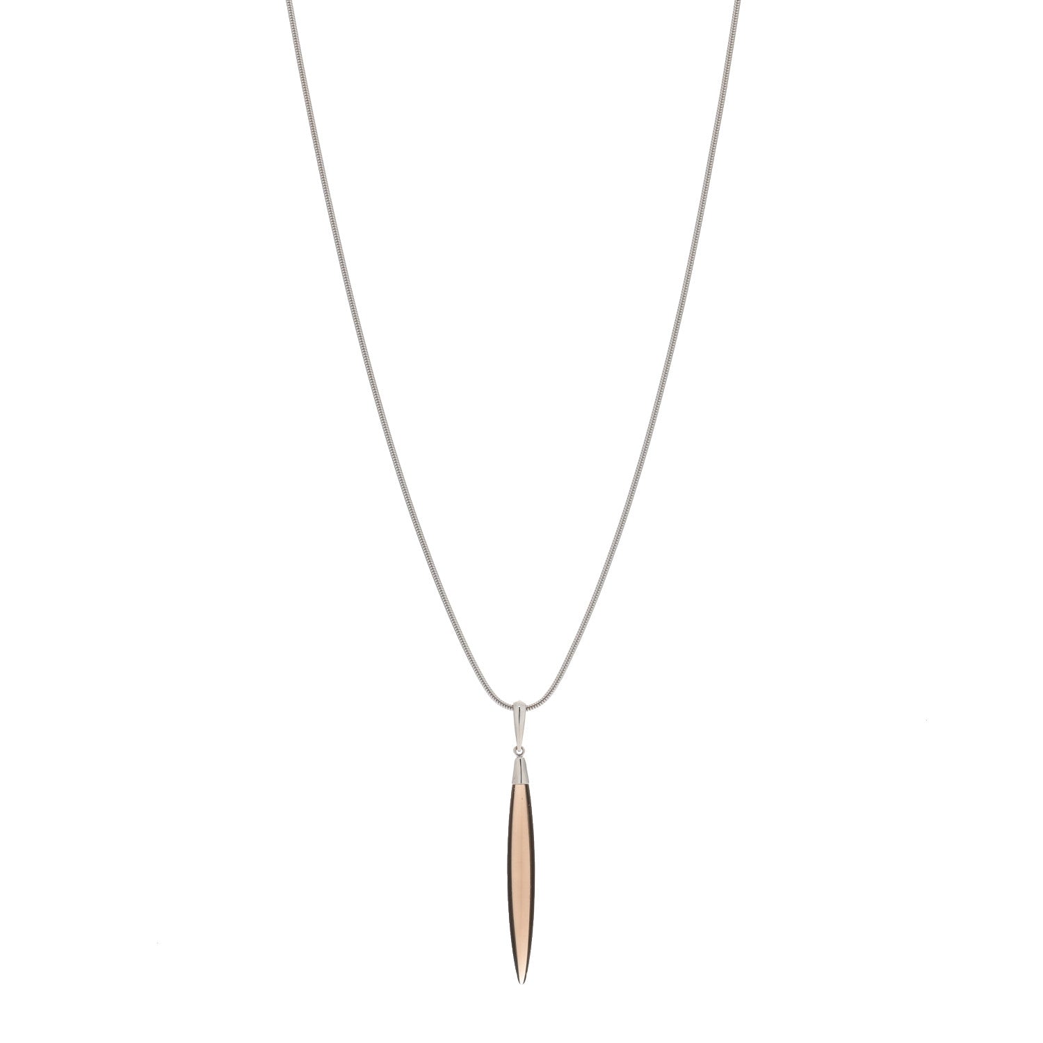 Tiffany 18K White Gold Smoky Quartz Feather Pendant Necklace 1 of 3