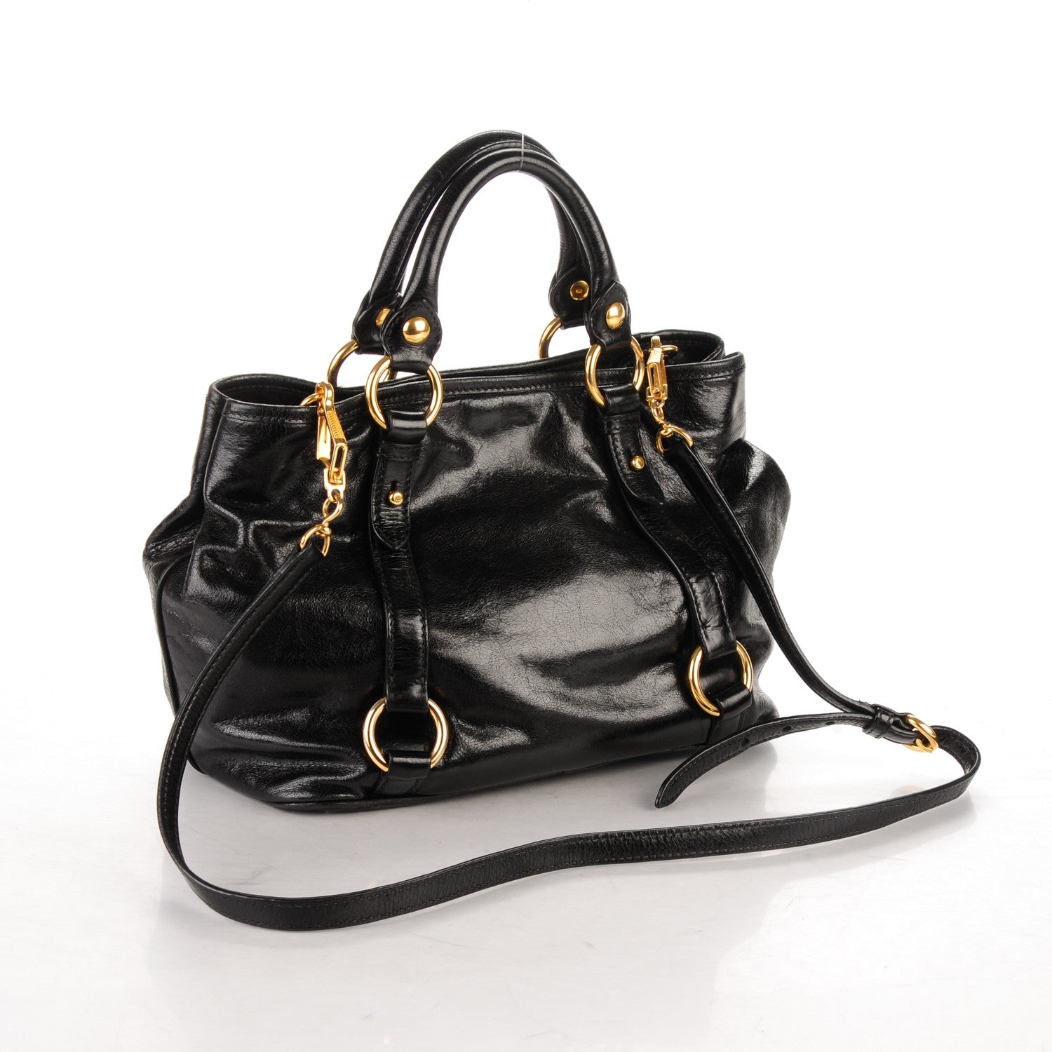 Miu Miu Vitello Shine Tote Black 3 of 8