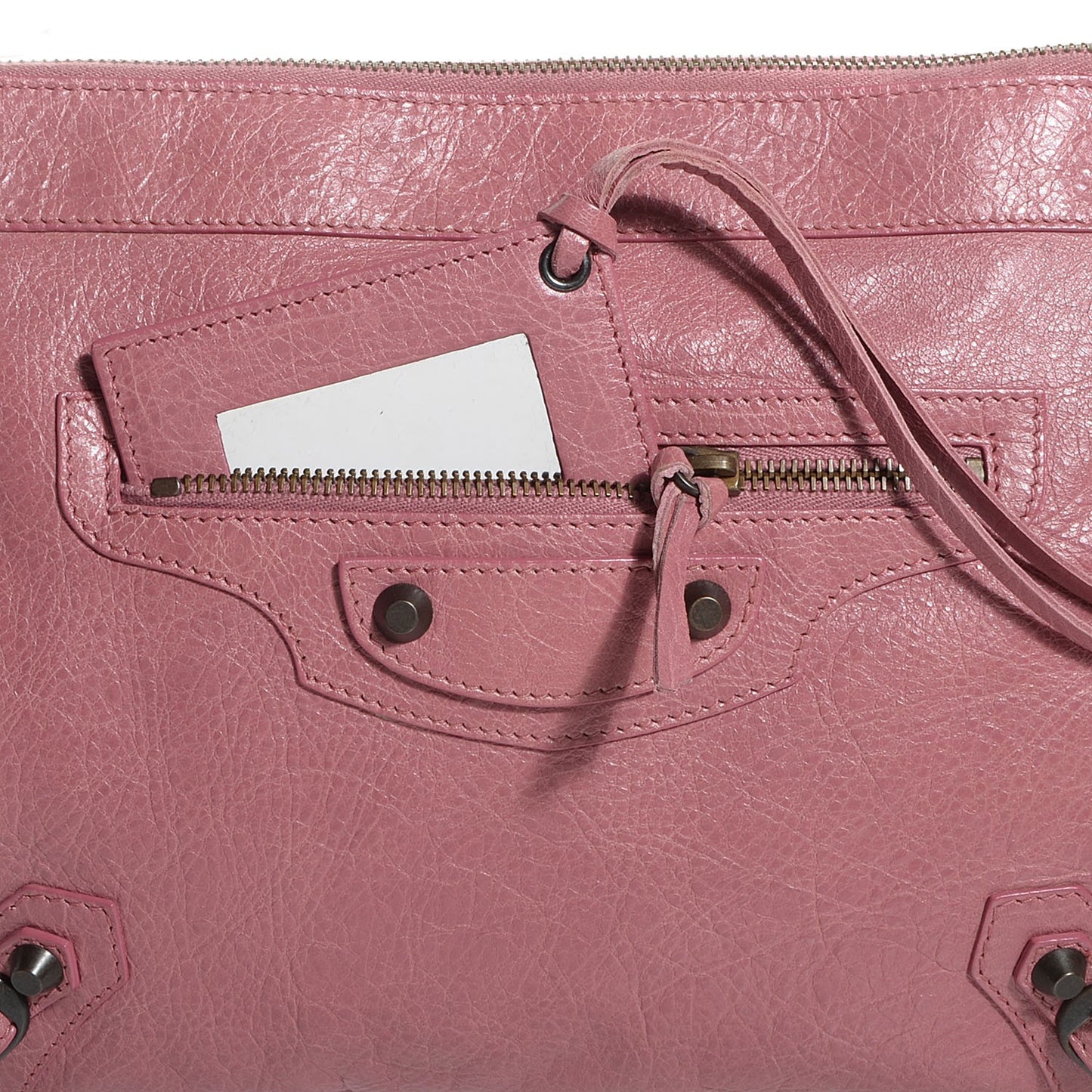 Agneau Classic Hardware Flat Handle Clutch Rose Bruyere