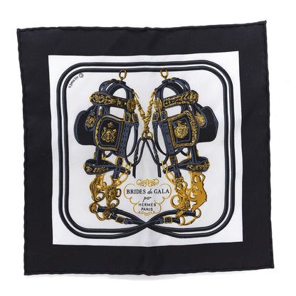 Hermes Silk Brides de Gala Nano Scarf 20 Black White Or 1 of 3