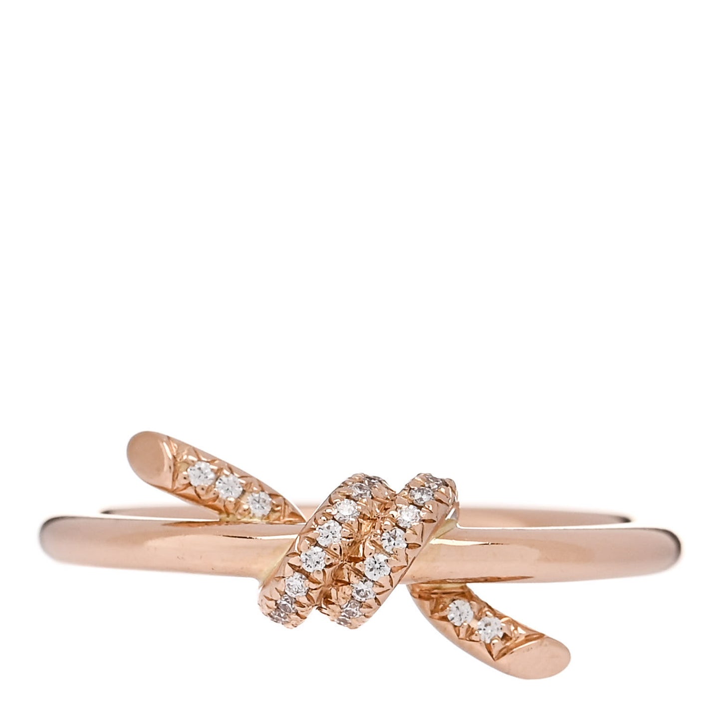 18K Rose Gold Diamond Small Knot Ring 53 6.25