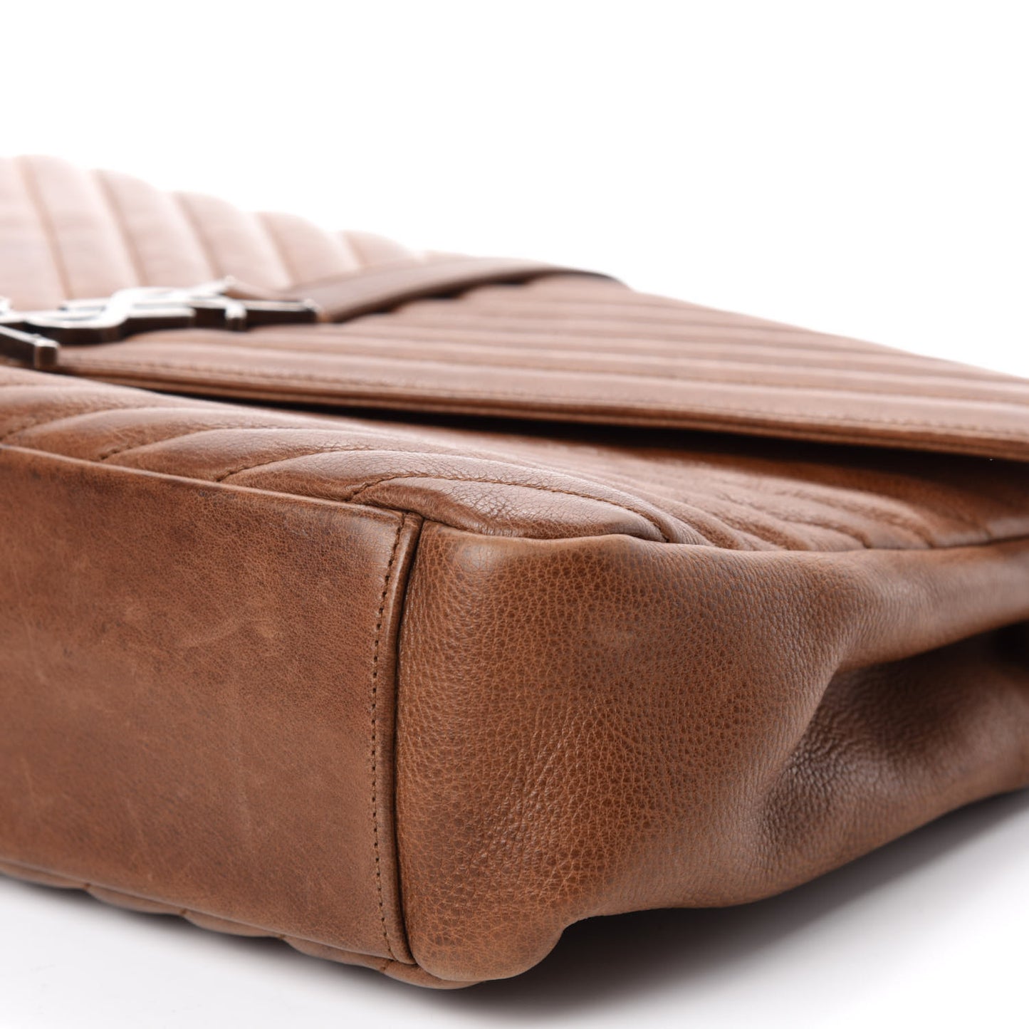 Calfskin Matelasse Chevron Monogram Large College Bag Cognac