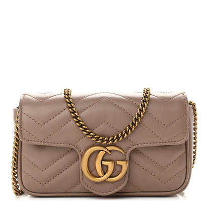 Gucci Calfskin Matelasse Super Mini GG Marmont Shoulder Bag Porcelain Rose 1 of 11