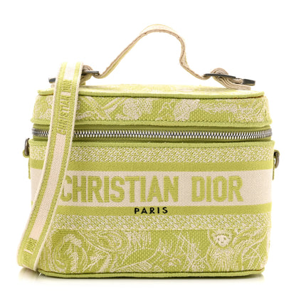 Christian Dior Canvas Embroidered Toile De Jouy Small Travel Vanity Case Green 1 of 13